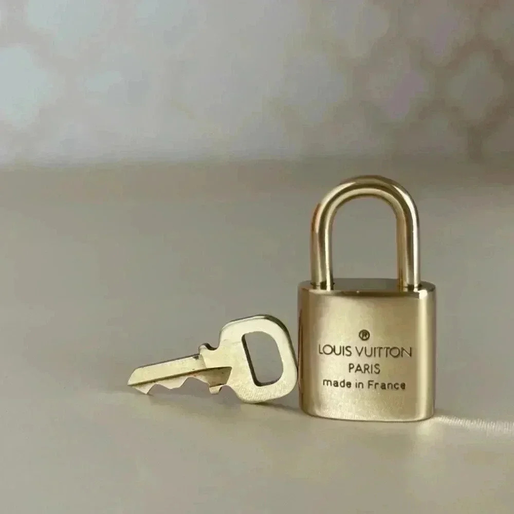 Louis Vuitton Gold Brass Padlock Lock And Key Set number  random - Picture 2 of 3